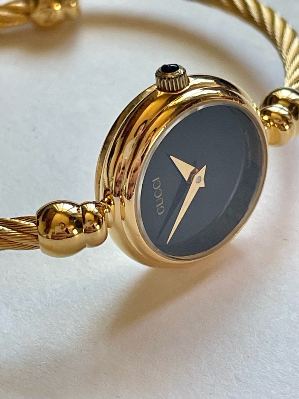 Gucci Gold-Tone Bangle Watch with Black Dial - Picture 8 of 17